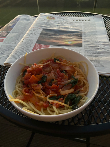 Spaghetti, Vermicelli, Bucatini, or Linguine, with Onion and Tomatoes I