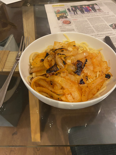 Spaghetti, Vermicelli, Bucatini, or Linguine, with Onion and Tomatoes II