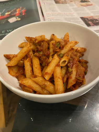Penne or Conchiglie with Green Olives