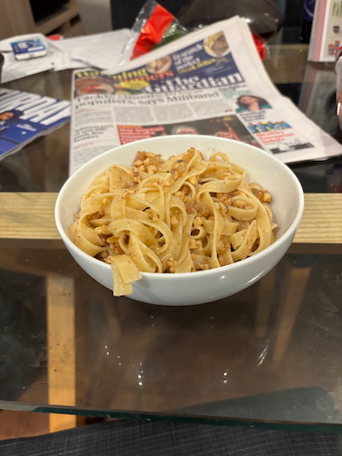 Tagliatelle with Walnuts and Candied Fruit
