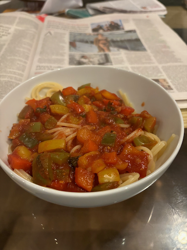 Spaghetti, Vermicelli or Linguine with Peppers and Tomatoes