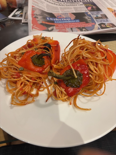 Peppers Stuffed with Spaghetti